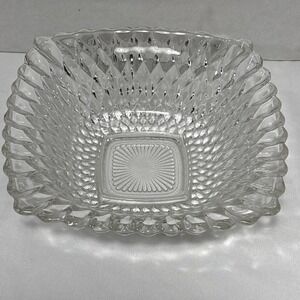 Vintage Indiana Glass Diamond Cut 6.5" Candy Dish MCM